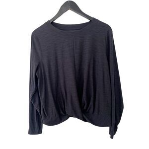 Old Navy Grey Heathered Cloud Motion Twisted Hemline‎ Long Sleeve T-Shirt
